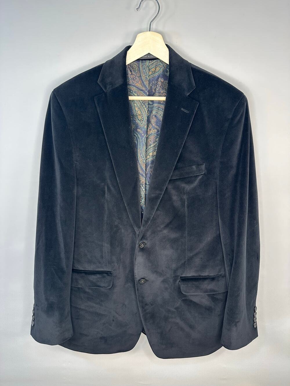 LAUREN Ralph Lauren Black Velvet Single Breasted Blazer Jacket Size 42R